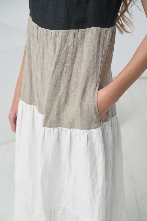 Image 10 of Linen summer dress with short sleeves made from natural linen Judit from Baltic Linen